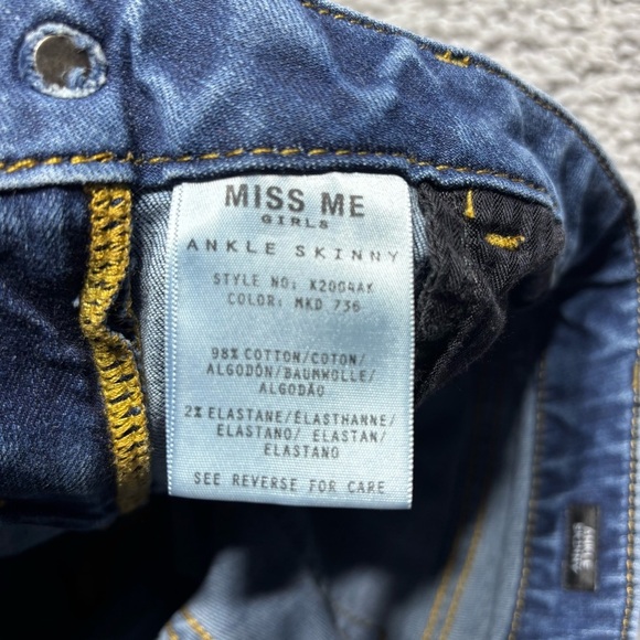 Miss Me Jeans Girls 12 Ankle Skinny Floral Embroidery Denim Flowers Streetwear - Picture 4 of 5